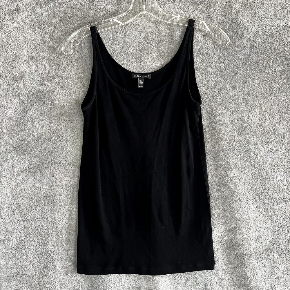 Eileen Fisher Tank Top Womens XS Black 100% Silk Minimalist Lightweight